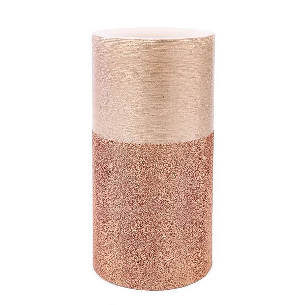 Vela Led - Gliter Cobre - 15 cm - 1 unidade - Cromus - Rizzo
