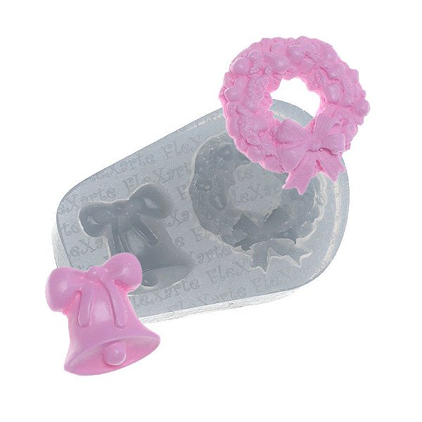 Molde de Silicone Guirlanda e Sino de Natal - 1 unidade - Flexarte - Rizzo Balões