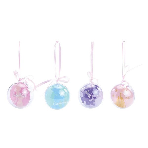 Bola de Natal Acrílica Princesas da Disney - 10cm  - 4 unidades - Cromus - Rizzo