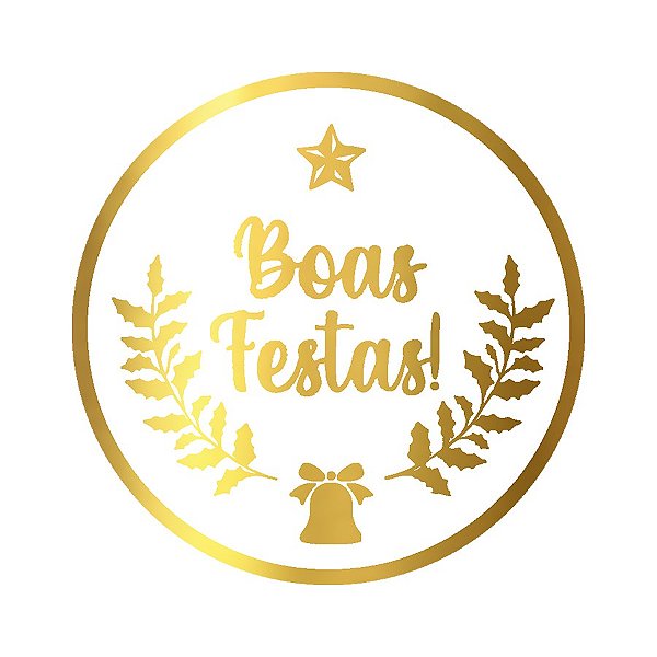 Adesivo Redondo Boas Festas - 4,5cm x 4,5cm - Ref.2129 - 50 unidades - Stickr - Rizzo Balões