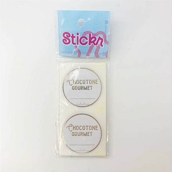 Adesivo Redondo Chocotone Gourmet - 4,5cm x 4,5cm - Ref.2048 - 50 unidades - Stickr - Rizzo Balões
