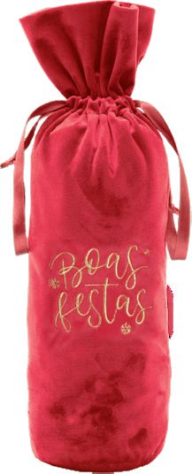 Saco Decorativo para Garrafas - Boas Festas Vermelho - Cromus Natal - 1 unidade - Rizzo
