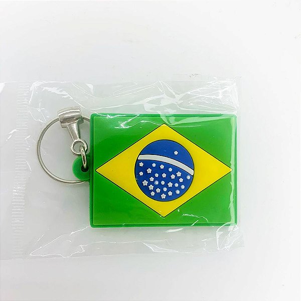 Chaveiro Emborrachado Bnadeira do Brasil - 1 unidade - Rizzo