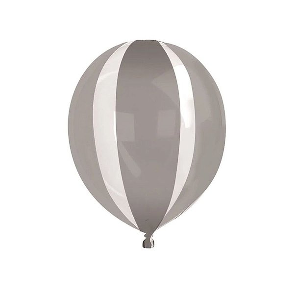 Balão Clear Gota Listras Prata 15" 38cm - 1 unidade - Cromus - Rizzo