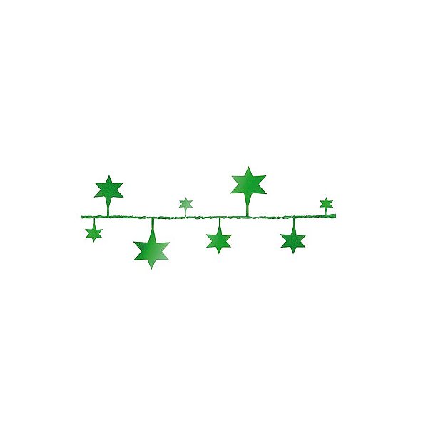 Fio Metalizado Fantasia - Estrela Grande Verde  - 10 unidades - Cromus Atacado - Rizzo