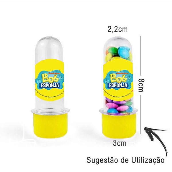 Mini Tubete Lembrancinha Amarelo - Festa Bob Esponja - 8cm - 20 unidades - Rizzo