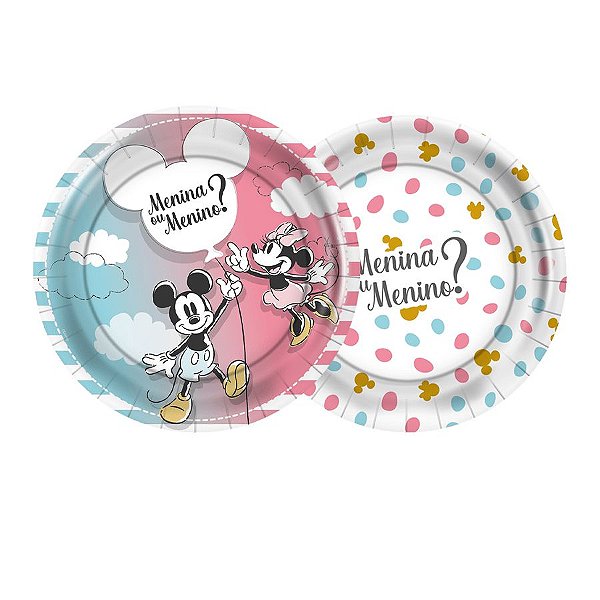 Prato de Papel Chá Revelação Disney - 18cm - 12 unidades - Regina - Rizzo