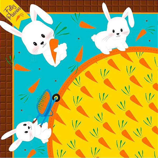 Saco Express 24x24cm para Ovos de 100g a 150g - Hora da Cenoura Azul - 5 unidades - Cromus - Rizzo