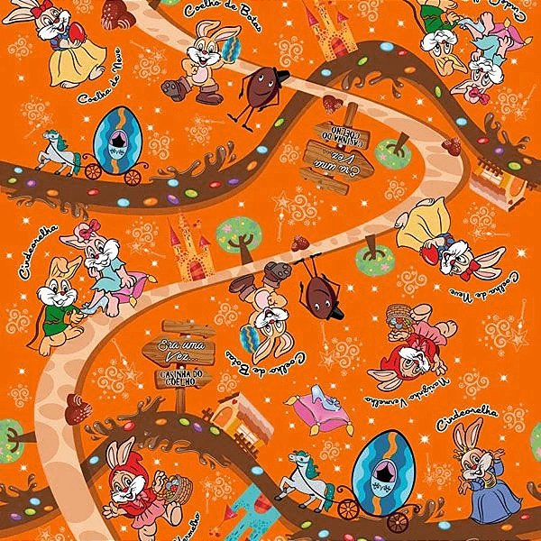 Folha para Ovos de Páscoa Metalizado Contos de Fada Laranja 69x89cm - 5 unidades - Cromus - Rizzo