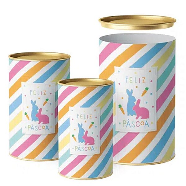 Lata para Ovo de Páscoa Bliss Listrada - 1 unidade - Cromus Páscoa - Rizzo