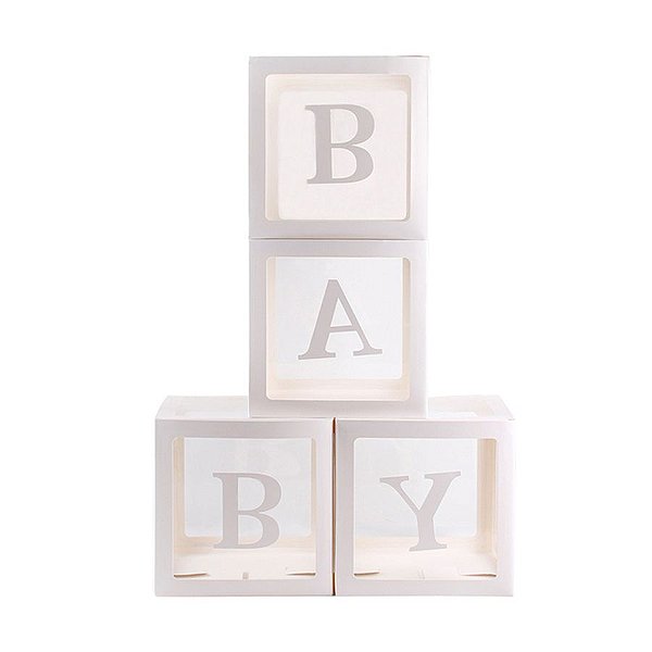Kit 4 Cubos Brancos Com Visor - Baby - 30cm x 30cm - 1 unidade - Bork Balões - Rizzo
