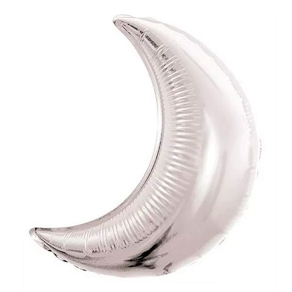 Balão de Festa Metalizado 27" 70cm - Meia Lua Prata - 1 unidade - Rizzo