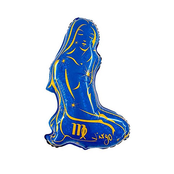 Balão de Festa Metalizado 36'' - Signo Virgem Azul - 1 unidade - Flexmetal - Rizzo