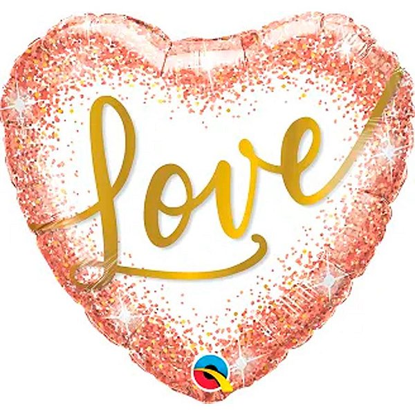 Balão de Festa Microfoil 18'' 46cm - Coração Love - 1 unidade - Qualatex - Rizzo