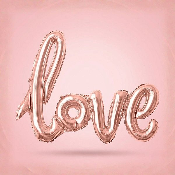 Balão de Festa Metalizado 42" 108cm - "Love" Rose Gold - 1 unidade - Rizzo