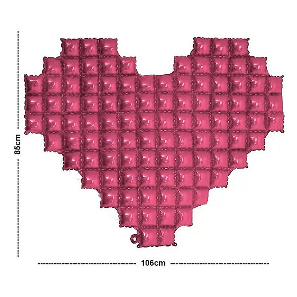 Painel Metalizado tipo Shimmer Wall Coração Inflável - 1,06x85cm - Rosa - 1 unidade - PartiuFesta - Rizzo