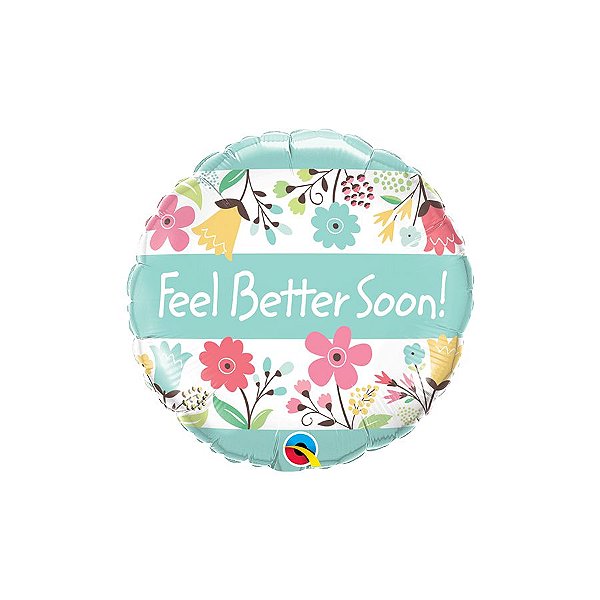 Balão de Festa Microfoil 18" 46cm - Redondo Fell Better Soon! (Sinta-se Bem Logo) - 1 unidade - Qualatex Outlet - Rizzo