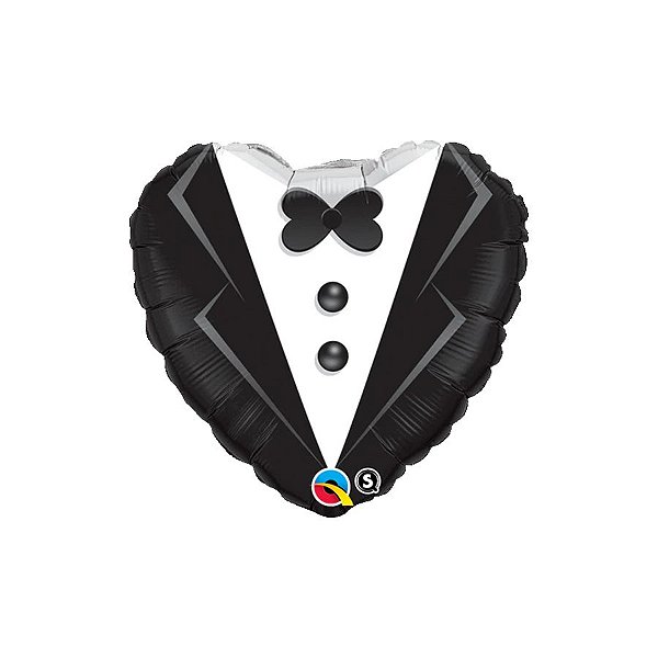 Balão de Festa Microfoil 18" 46cm - Coração Smoking Casamento - 1 unidade - Qualatex Outlet - Rizzo