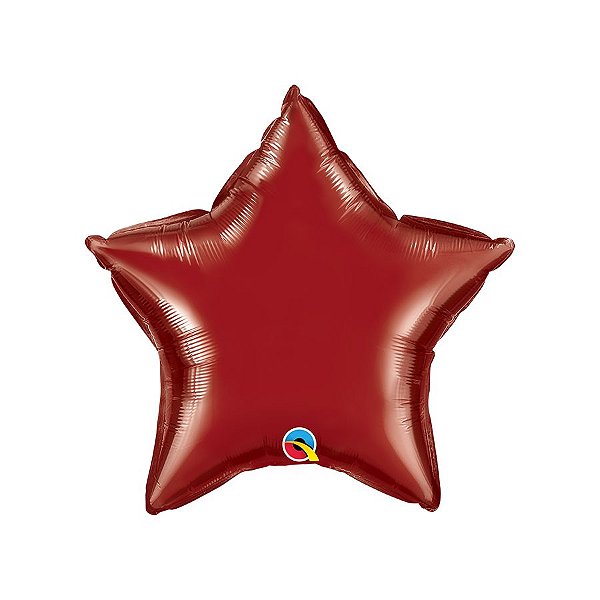 Balão de Festa Microfoil 20" 51cm - Estrela Vermelho Bergonha Metalizado - 1 unidade - Qualatex Outlet - Rizzo