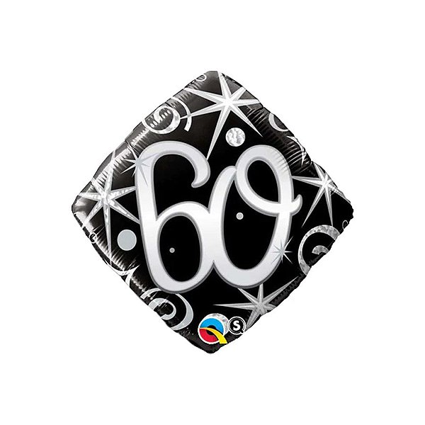 Balão de Festa Microfoil 18" 46cm - Diamante 60 Faíscas e Espirais  - 1 unidade - Qualatex Outlet - Rizzo