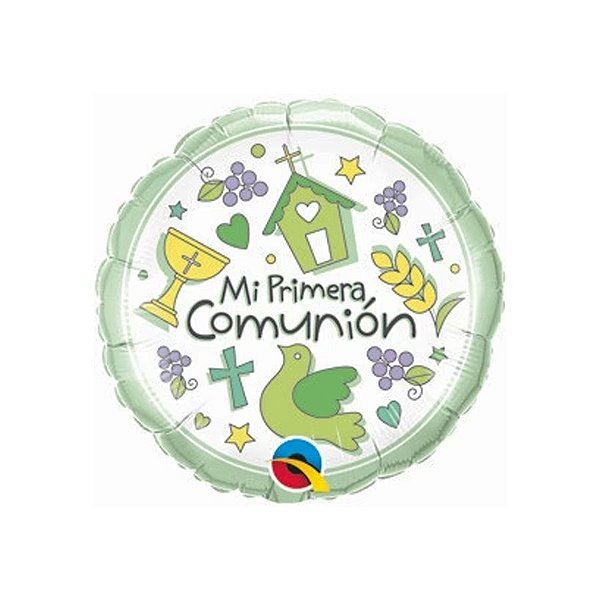 Balão de Festa Microfoil 9" 23cm - Redondo Primeira Comunhão - 1 unidade - Qualatex Outlet - Rizzo