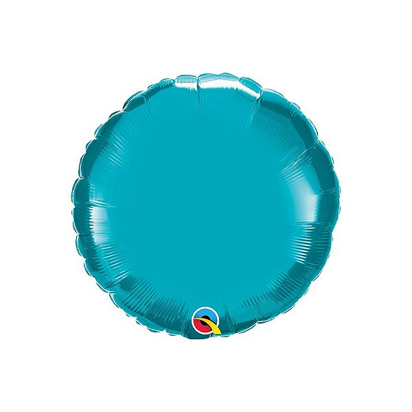 Balão de Festa Microfoil 18" 46cm - Redondo Turquesa Metalizado - 1 unidade - Qualatex Outlet - Rizzo