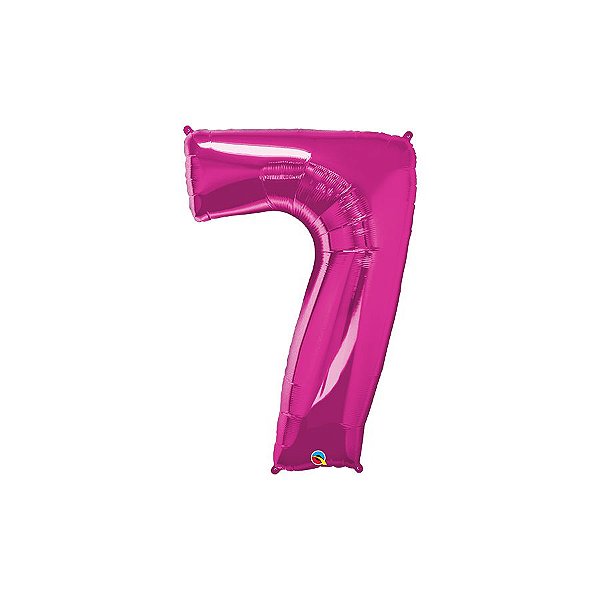 Balão de Festa Microfoil 34" 86cm - Número Sete Magenta - 1 unidade - Qualatex Outlet - Rizzo