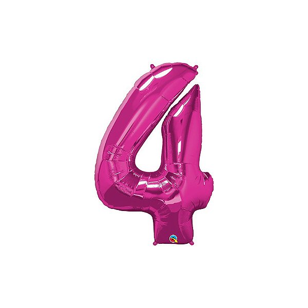 Balão de Festa Microfoil 34" 86cm - Número Quatro Magenta - 1 unidade - Qualatex Outlet - Rizzo