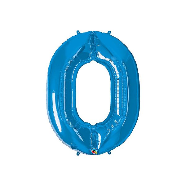 Balão de Festa Microfoil 34" 86cm - Número Zero Azul Safira - 1 unidade - Qualatex Outlet - Rizzo