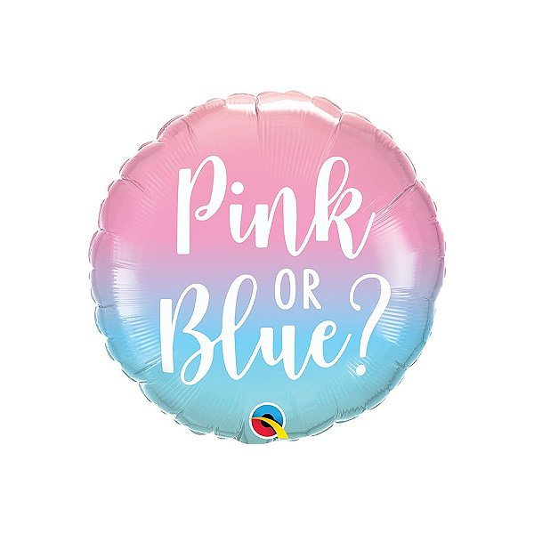 Balão de Festa Microfoil 18" 46cm - Redondo Blue or Pink? Ombré - 1 unidade - Qualatex Outlet - Rizzo