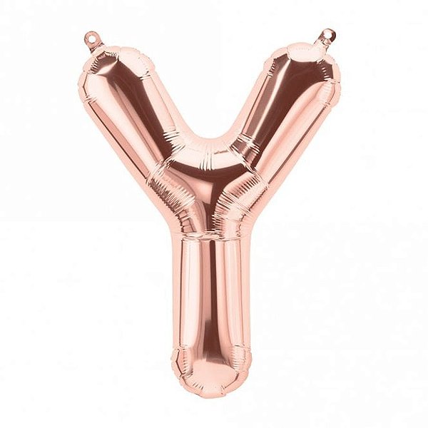 Balão de Festa Microfoil 16" 40cm - Letra Y Ouro Rose - 1 unidade - Qualatex Outlet - Rizzo