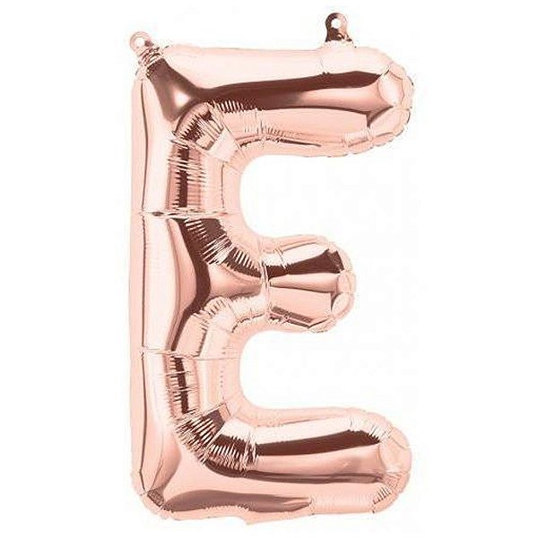 Balão de Festa Microfoil 16" 40cm - Letra E Ouro Rose - 1 unidade - Qualatex Outlet - Rizzo