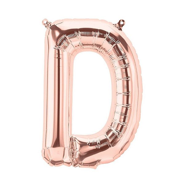 Balão de Festa Microfoil 16" 40cm - Letra D Ouro Rose - 1 unidade - Qualatex Outlet - Rizzo