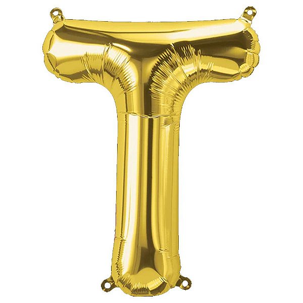 Balão de Festa Microfoil 16" 40cm - Letra T Ouro - 1 unidade - Qualatex Outlet - Rizzo