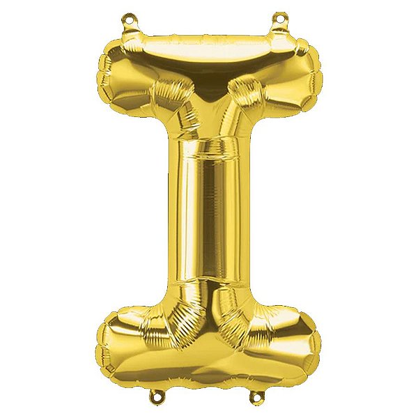 Balão de Festa Microfoil 16" 40cm - Letra I Ouro - 1 unidade - Qualatex Outlet - Rizzo