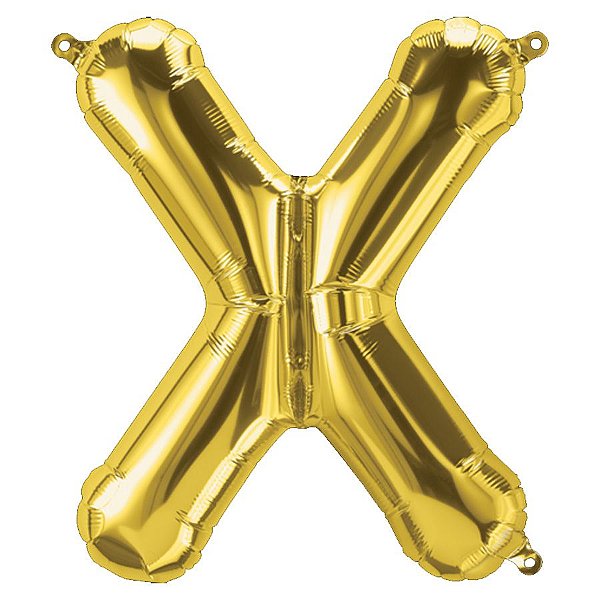 Balão de Festa Microfoil 34" 86cm - Letra X Ouro - 1 unidade - Qualatex Outlet - Rizzo