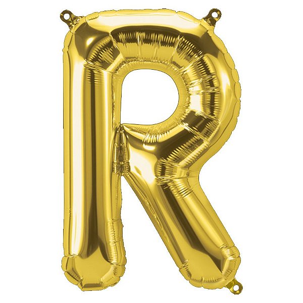 Balão de Festa Microfoil 34" 86cm - Letra R Ouro - 1 unidade - Qualatex Outlet - Rizzo