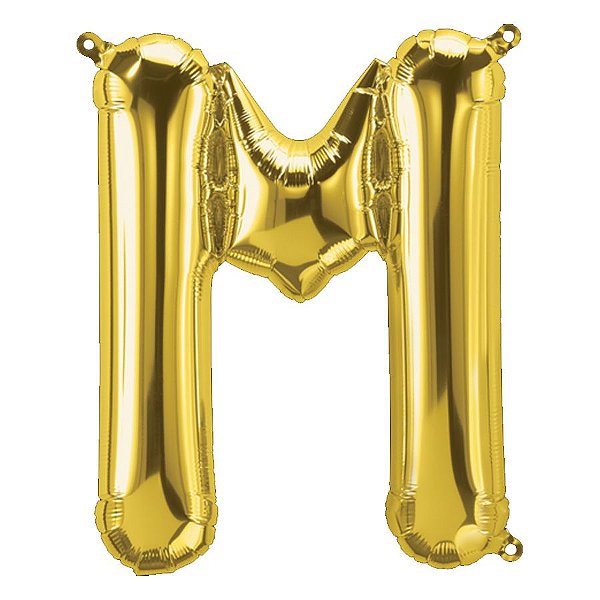 Balão de Festa Microfoil 34" 86cm - Letra M Ouro - 1 unidade - Qualatex Outlet - Rizzo