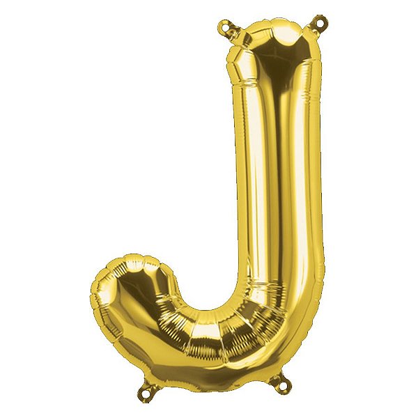 Balão de Festa Microfoil 34" 86cm - Letra J Ouro - 1 unidade - Qualatex Outlet - Rizzo