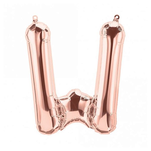 Balão de Festa Microfoil 34" 86cm - Letra W Ouro Rose - 1 unidade - Qualatex Outlet - Rizzo