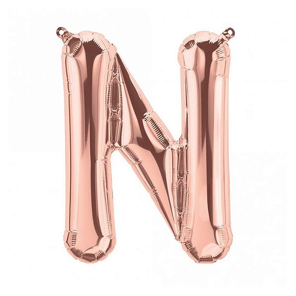 Balão de Festa Microfoil 34" 86cm - Letra N Ouro Rose - 1 unidade - Qualatex Outlet - Rizzo