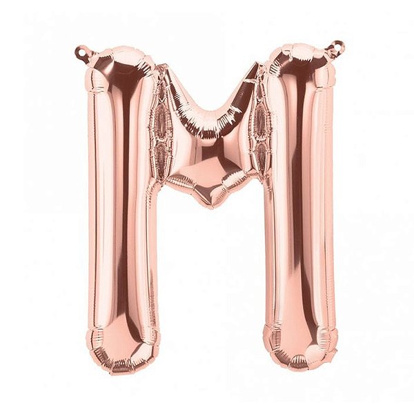 Balão de Festa Microfoil 34" 86cm - Letra M Ouro Rose - 1 unidade - Qualatex Outlet - Rizzo