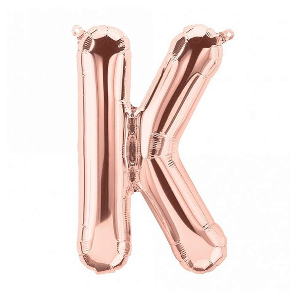 Balão de Festa Microfoil 34" 86cm - Letra K Ouro Rose - 1 unidade - Qualatex Outlet - Rizzo