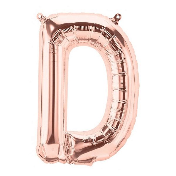 Balão de Festa Microfoil 34" 86cm - Letra D Ouro Rose - 1 unidade - Qualatex Outlet - Rizzo