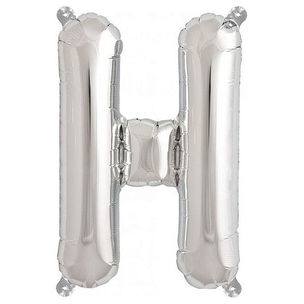 Balão de Festa Microfoil 34" 86cm - Letra H Prata - 1 unidade - Qualatex Outlet - Rizzo