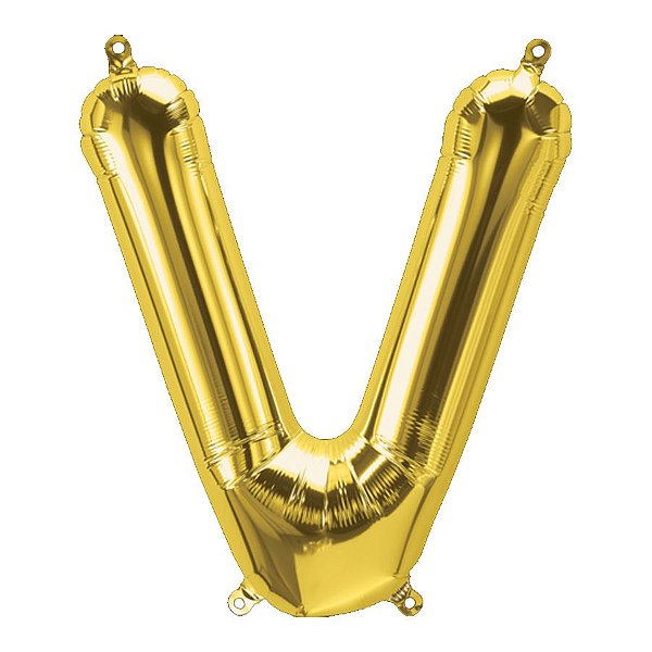 Balão de Festa Microfoil 34" 86cm - Letra V Gold - 1 unidade - Qualatex Outlet - Rizzo