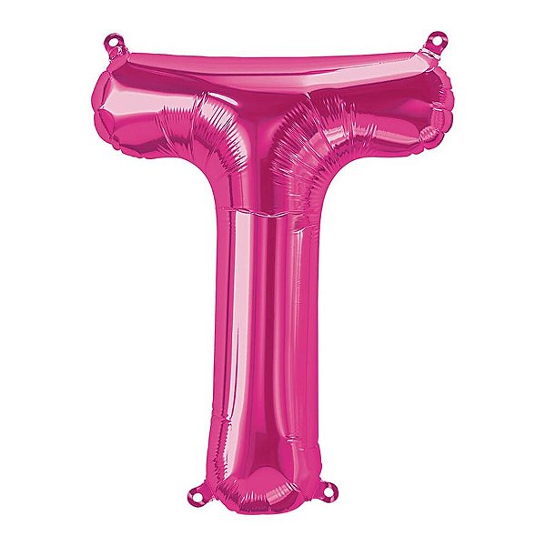 Balão de Festa Microfoil 34" 86cm - Letra T Magenta - 1 unidade - Qualatex Outlet - Rizzo