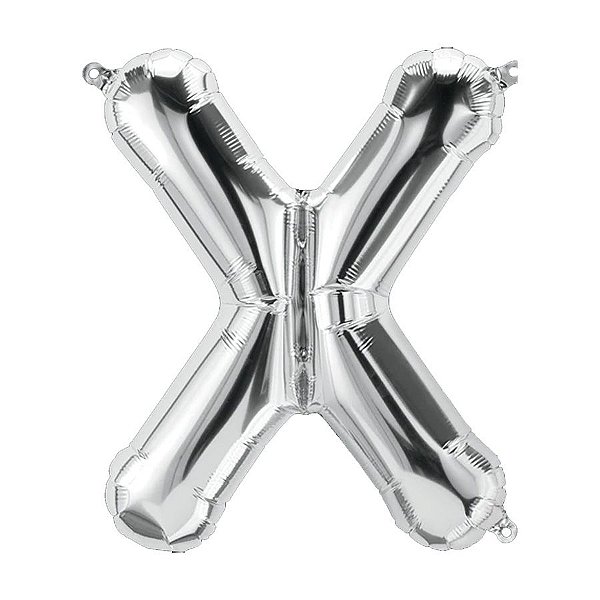 Balão de Festa Microfoil 34" 86cm - Letra X Prata - 1 unidade - Qualatex Outlet - Rizzo