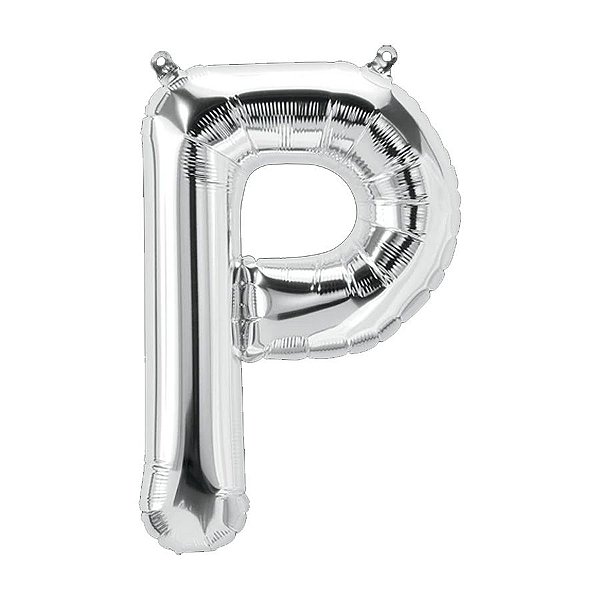 Balão de Festa Microfoil 34" 86cm - Letra P Prata - 1 unidade - Qualatex Outlet - Rizzo