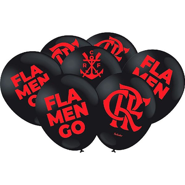 Balão - Flamengo Preto e Vermelho - 25 unidades - Festcolor - Rizzo